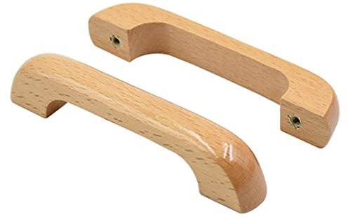 CWYP-40 6 Stück Schrankgriffe Bogengriff Buche Natur ?Möbelgriffe Holz Küchengriffe Barschrankgriff Kabinett Griffe Kleiderschrank kommode Heimdekoration (Lochzentren:96mm)