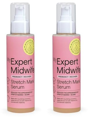My Expert Midwife Stretch Mark & Scar Cream - 150ml (Pack of 2) | Pregnancy & Postpartum Elasticising Serum to Hydrate, Nourish and Sooth, Gentle Relief for Tight, Itchy Skin, UK Made