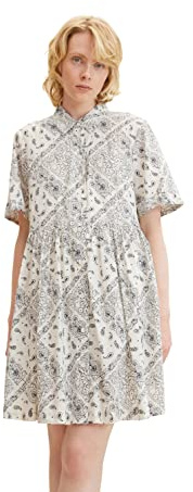 TOM TAILOR Denim Damer blusklänning 1032819, 30202 - White Blue Bandana Print, XL