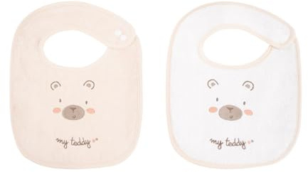 Kikkaboo Babylatz Frottee 2-teiliges Set, Lätzchen, Druckknopf, 100% Baumwolle, Farbe:beige