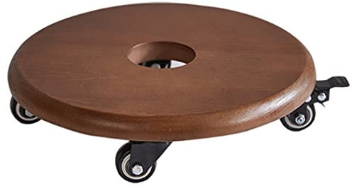 Pflanzenroller Rund, Untersetzer Mit Rollen Holz, Rollbrett Pflanzen Outdoor, Pflanzen Rollensockel Für Den Mit Feststellbaren Rollen, Für Ein Gewicht Von 220 Lb ( Color : Brown , Size : 16 inch )