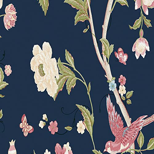 Laura Ashley Summer Palace Vliestapete Midnight Blue 10mx52cm | Tapeten Wohnzimmer, Wandverkleidung | Einfach anzubringen und zu Entfernen 1005 x 52