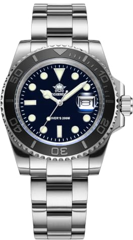 ADDIESDIVE Montre Analogique à Quartz pour Homme Lumineux Indice D’étanchéité de 20 Bars Montre Plongée Homme