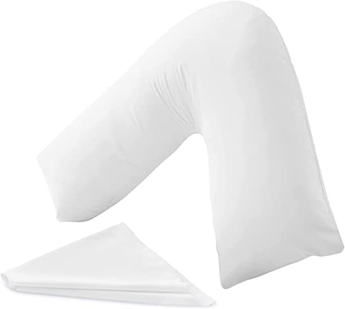 SM Decor Lurury Firm V Pillow With Pillowcase - Orthopedic Support Pillow For Neck, Back & Shoulder - Nursing, Maternity & Pregnancy V Shaped Pillow - Extra Hollowfiber Filling & Machine Washable