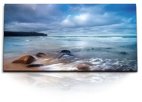 Paul Sinus Kunstdruck Bilder 120x60cm Strand Meer Horizont Wolken Küste Wellen