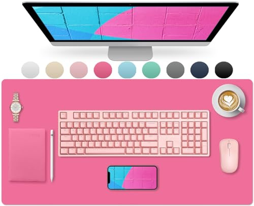 Sevenpers Schreibtischunterlage Rosa, Tischunterlage aus Kunstleder 80x40cm | Multifunktionale Schreibtischmatte, Lebendige Farbe Schreibtischschutz Tischmatte für Kinder, Büro, Zuhause