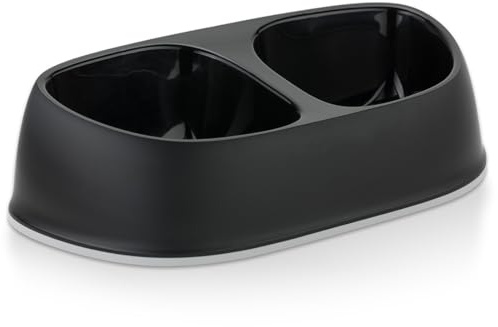 Knuffelwuff Fressnapf Doppelt Medium Schwarz 2x700ml - Hundenapf mit rutschfestem Silikon - Trinknapf und Futternapf für Grosse, mittelgroße und kleine Hunde