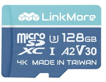 LinkMore 128 GB Micro SDXC-Karte, A2, UHS-I, U3, V30, Klasse 10 kompatibel, Lesegeschwindigkeit bis zu 160 MB/s, Schreibgeschwindigkeit bis zu 100 MB/s, SD-Adapter im Lieferumfang enthalten