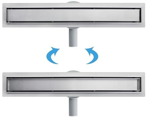 Acezanble Caniveau de Douche 2 en 1 360° siphonné avec Appareil désodorisant et Filtre à Cheveux, Drain de Sol 60cm