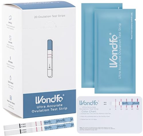 Wondfo Ovulationstest 20x LH 0-65mIU/ml Kontinuierliche Vorhersage der Ovulationstage Fruchtbarkeitsteststreifen Quantitative Ovulationstests für Frauen zu Hause Pinpoint 2 Peak Fruchtbarkeit Tage