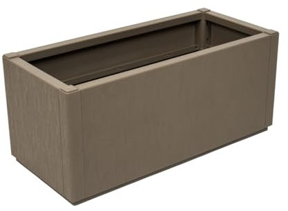 Kreher® XL Pflanzkasten Blumenkasten im Struktur-Design aus Kunststoff Maße BxTxH in cm: 80 x 36 x 36 cm. (Taupe)