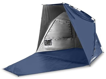Sport-Brella Suncave Tragbarer Sonnenschirm - 200 cm Schutz vor Sonne, Wind & Regen - Bodenverlängerung für Sitzplätze oder Privatsphäre - Ideal für Strand & Outdoor - Mitternachtsblau