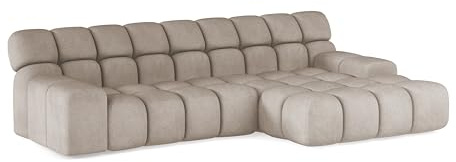 DomiMeble DomoHome - Campile Big Ecksofa mit Schlaffunktion 288 cm Breit Sofa, modern Couch, Eckcouch, Wohnzimmer Möbel, Elektrisch ausfahrbarer Sitz, Sofa L Form (Rechts, Eden 4)