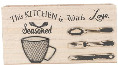 TOPBATHY Holz Besteck Organizer Mit Mehreren Fächern Küchen Utensilienhalter Für Arbeitsplatte Multifunktionale Aufbewahrungsbox 30x15x8cm Tischdekoration Für Hochzeiten Sicherer