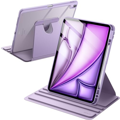JETech Coque Rotatif pour iPad Air 13 M4/M3/M2, Violet | Pour 2026/2025/2024 Modèle, Support Rotatif à 360°, Veille/Réveil Automatique, Porte-Pencil, Protection Complète