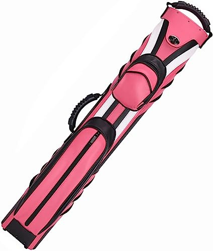 OPTEALMN Billard Queue Tasche 2 x 4 Billard-Queue-Aufbewahrungs-Tragetasche, tragbare Billard-Queue-Tasche aus PU-Leder, Billard-Queue-Röhren-Tragetasche, 1/2 Billard-Queue-Tasche-Pink||91CM