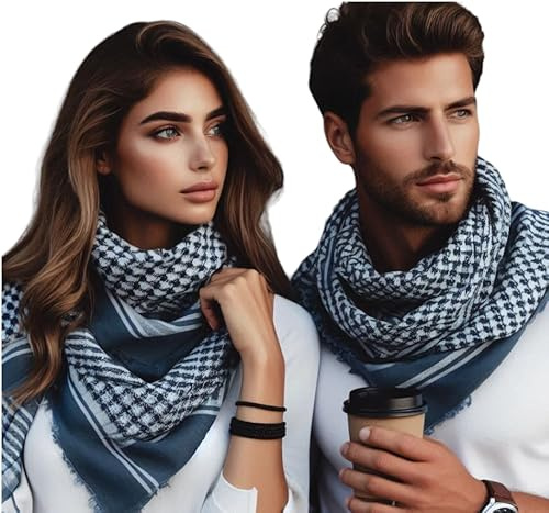 ABTAA - Leichter Unisex Shemagh Schal Mit Quasten Arabische Wüste Kufieh Für Männer Frauen Geschenk Taschentuch Shawl Head Shoulder Standardgröße Farbe Schwarz Palästinensische Baumwolle Kefiah