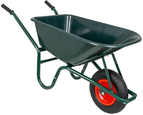 VOSS.farming Schubkarre 100 Liter, 250kg Traglast, Bauschubkarre, Gartenschubkarre, Kunststoffwanne, Luftrad