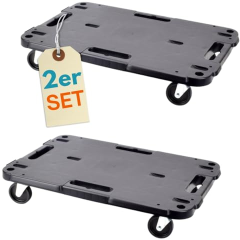 2er Set Transportroller Rollbrett Transportrollen Rollbrett Werkstatt Pflanzen Rollbretter Transport Möbelrollen flach Pflanzenroller eckig Transporthilfe mit Rollen 57