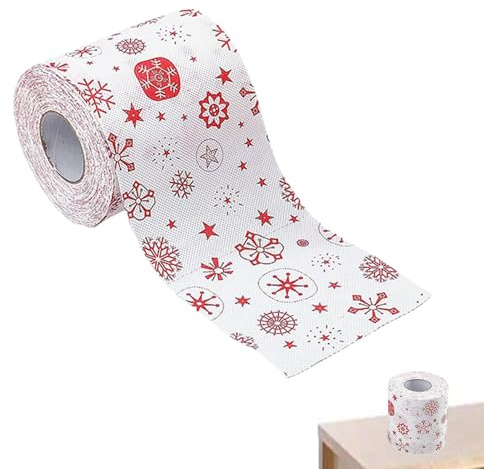 Rouleau de papier toilette de Noël,papier toilette de Noël - Rouleau de papier de soie à motif Père Noël,Rouleaux de papier de serviette sur le thème de Noël, pour restaurant, table à manger, maison,