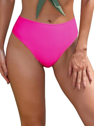 SHEKINI Dam Bikinibyxor Tanga Bikinibyxor Brasiliansk String Bikini Slip Hotpants Hög Midja Sexig Höfdslip Bikinibyxor Magformade Strandbikinis V-Formad Bund Bakifrån, ROSA, L