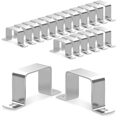 sturiz 20 Stück Quadratrohrschelle 304 Edelstahl Vierkantrohr Rohrschellen 20 × 20 mm Vierkantrohrschelle U Schelle Winkel Schellen Eckig für Haustüren Fenstern Wasserversorgung und Anderen Rohrleitun