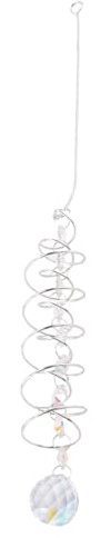 Yaregelun 17.7Inch Gazing Ball Spiral Tail,Decorative Wind Spinner Sun Catcher,Glass Crystals for Indoor Outdoor Decoration