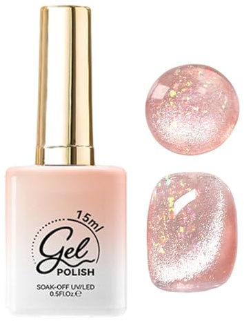 Ceprznvey Magnetic Nail Gel, 15 ml, Shimmer Polish, Long Wear Finger Shiny Finished UV Curing Manicure Color for Decoration Salon Quality Daily Use Professional
