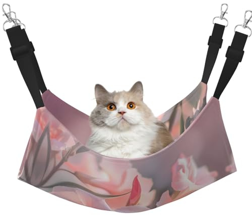 WBQLSL Oleander Large Printed cat cage Hanging Hammock - Suitable for Cats, Ferrets, Puppies, Rabbits, Small Animals