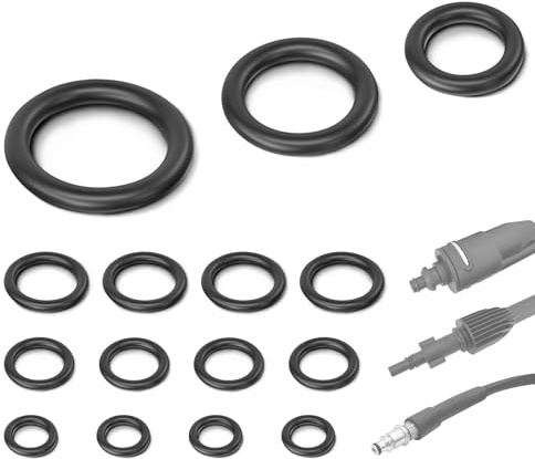 O ring guarnizioni in gomma - Kit 15 Oring gomma guarnizioni o-ring di ricambio per Bosch AQT idropulitrice, guarnizioni anti perdita O-ring guarnizione per tubo rapido, lancia Trio e manico, Nero