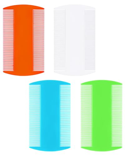 4 Pcs Lice Comb, Double Sided Multi-Purpose Fine Tooth Head Hair Comb for Removing Fleas Dandruff Ticks Adults (4 Colors)