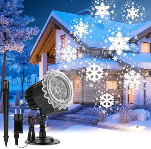 GuKKK Proiettore Natale Esterno,Luci LED Effetto Nevicata Decorazione Luci Proiettore Soffitto per Esterno IP65 Impermeabile Proiettor Rotante pe rdella festa Festeproiettore Soffitto
