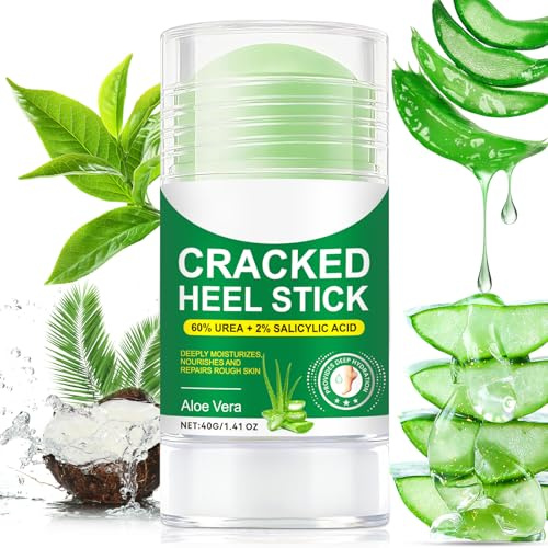 Aloe Vera Foot Care Stick with 60% Urea - Relief for Dry Cracked Heels with 2% Salicylic Acid, Moisturising Balm for Feet, Hydration, Vegan, Cruelty-Free (40 g (Pack of 1))