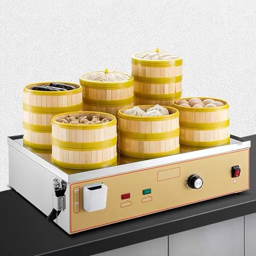 Vaporiera elettrica con allarme di combustione a secco e temperatura costante 30-110°C, 6 fori per panini al vapore, ideale per negozi commerciali per la colazione