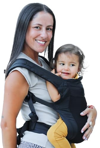 Beco Fly Ultralite Mochila Portabebés y Niños – Compacta, Plegable y Ligera – Incluye Bolsa de Transporte, Porteo Frontal y Espalda, Posición Ergonómica en M (7–20 kg) - Negro