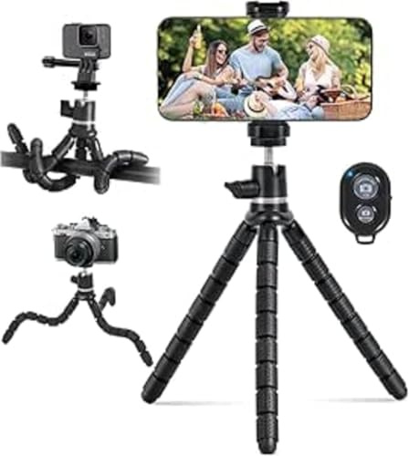 Treppiede Smartphone, Cavalletto per Smartphone con Telecomando, Supporto telefono, Tre Piedi Per Telefono Compatibile con Phone/Camera, Ideale per Registrazioni Video/Selfie