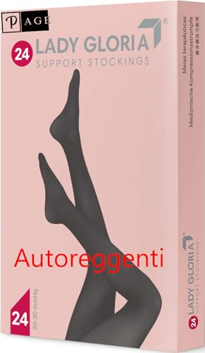 p age Lady Gloria Med Autoreggenti a Compressione Graduata 20-30 mmHg, Calze Medicali per Vene Varicose e Gravidanza, Autoreggenti Elastiche per Donna Colore Nero