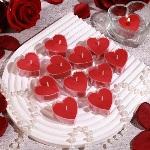 12 cœurs de bougies en cire végétale, 4h de combustion – Décoration romantique parfaite pour la Saint-Valentin, les mariages et les fêtes