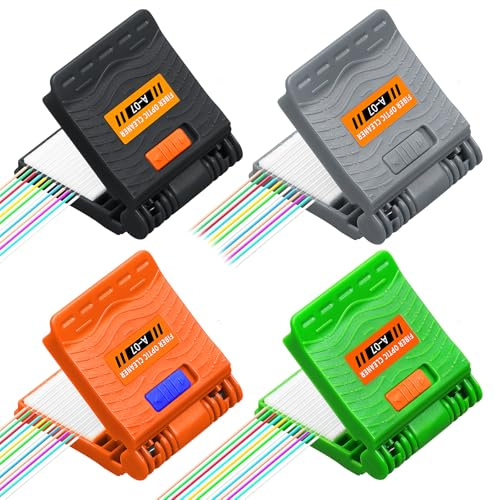 4PCS Multi Core Fiber optic cleaning clip A-07 Fiber Optic Wiping Clip, With Opening And Closing Lock And 10 Replacement Cotton Pads & Leak Proof Bottles, Fiber Optic Cable End Connector Wiping Wiper