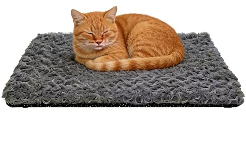 Värmande kattsäng – plysch, 60 x 45 x 3 cm kattkudde självvärmande | halkfri mjuk husdjurssovmatta, termisk vilodyna för, kattungar, små hundar, soffa, låda, bil, bur