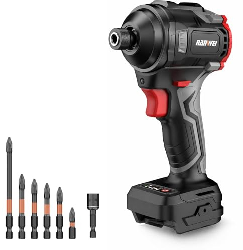 NANWEI Impact Driver Compatible with Makita 18V Batteries, 240N·m, Brushless Motor, 1/4'' Hex Shank, Forward Rotation with 4-Speed Setting, Reverse Rotation with Auto-Stop Function (Tool Only)
