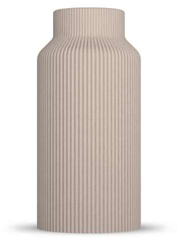 ebenkunst | Rabella Vase – Moderne Deko Vase für Pampasgras & Trockenblumen – skandinavischer Stil für Wohnzimmer – 3D Design Objekt aus Kunststoff (PLA) – leicht & bruchsicher - Made in Germany | Bruchsichere Vase für Trockenblumen & Pampasgras, modernes Rillendesign, Bio PLA, stilvolle Deko, Made in Germany