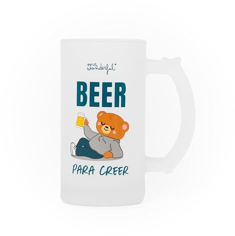 Mr. Wonderful Jarra de Cerveza – Beer para Creer – Jarra de Vidrio 430 ml