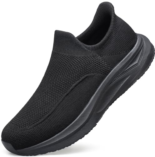 HOIYHEK Mens Slip On Trainers Lightweight Breathable Non Slip Walking Shoes Casual Sports Sneakers for Running Gym Tennis