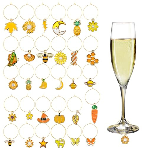 TIHNY Getränkemarkierer, Weinglas-Anhänger für Stielgläser, lustige Party-Deko, Glasmarkierer für Cocktails & Champagner