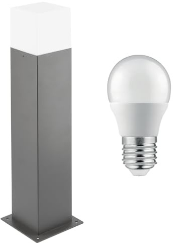 B2C Modern Outdoor Luminaire Garden Bollard Post Light IP44 LED Pathway Lamp with E27 Socket for Patio, Driveway & Garden Path Mains Powered (50cm Lamp, Neutral White – 4000K)
