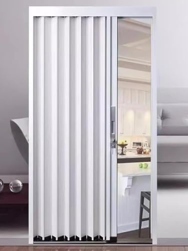 Skjutbara garderobsdörrar i aluminium med lås – fällbar rumsavdelare för dörröppning tvättstuga badrum dusch (171 x 203 cm/66 x 80 tum) – snygg och platsbesparande lösning