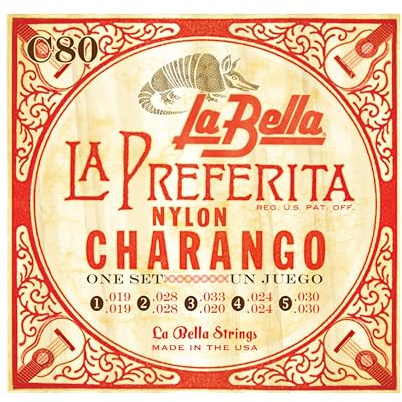 La Bella C80 Charango Saiten, Nylon, 10 Saiten in 5 Unisono-Stärken
