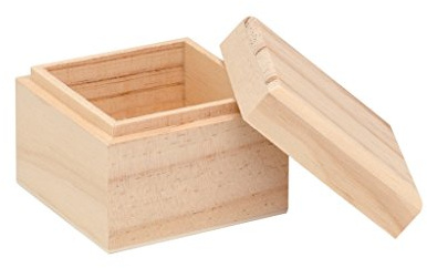 Glorex - Caja de madera natural, 7,5 x 7,5 x 6 cm