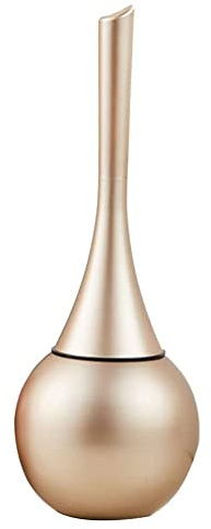Ronghai Brosse WC moderne et support, base de cuvette en acier inoxydable, poignée en ABS, ensemble de nettoyage amovible (champagne doré)